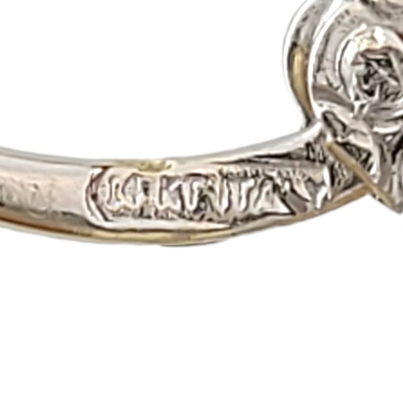 14K White and Yellow Gold Criss Cross Pattern Hoop Earrings #16190 - Picture 5 of 7